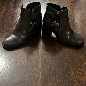 Aquatalia Gunmetal Buckle Detail Ankle Boots